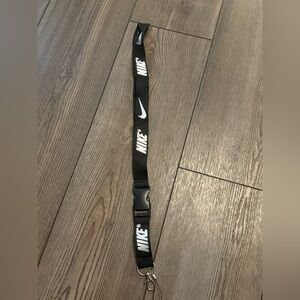 Black Nike Lanyard with Silver Letters